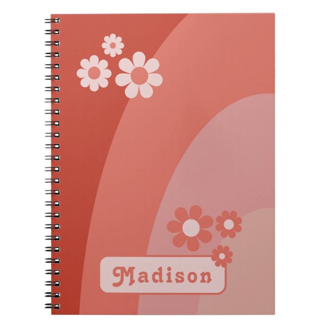 Retro Modern Curve Daisy Name Notizblock (Vorderseite)