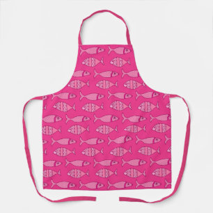 Retro Modern Fisch, Fuchsia und Light Pink Schürze