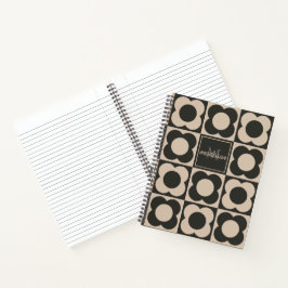 Retro modern -Flower Checkerboard - neutral taupe Notizbuch