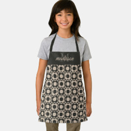 Retro modern -Flower Checkerboard - neutral taupe Schürze