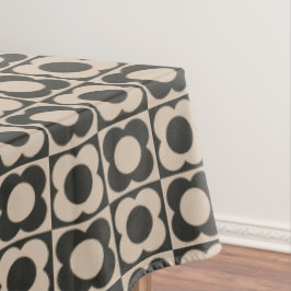Retro modern -Flower Checkerboard - neutral taupe Tischdecke