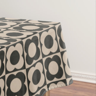 Retro modern -Flower Checkerboard - neutral taupe  Tischdecke