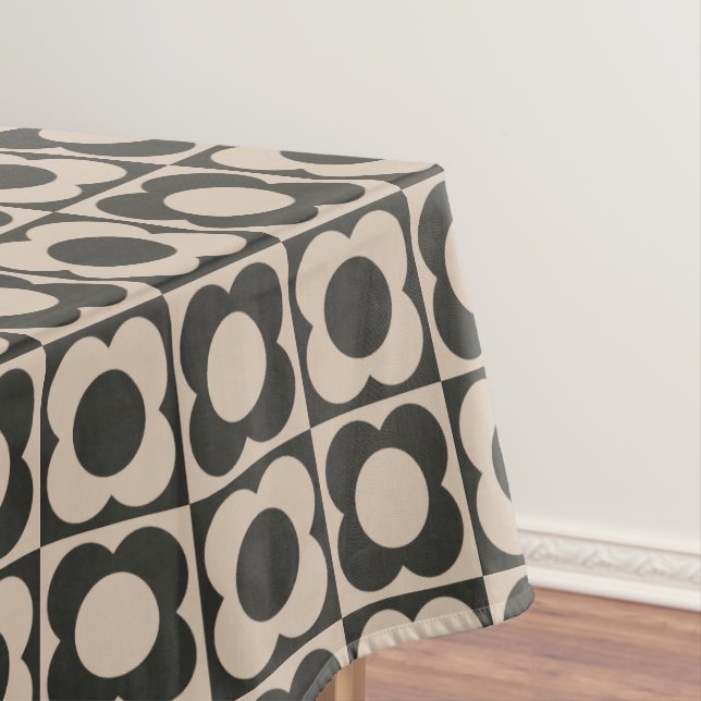 Retro modern -Flower Checkerboard - neutral taupe  Tischdecke (Beispiel)