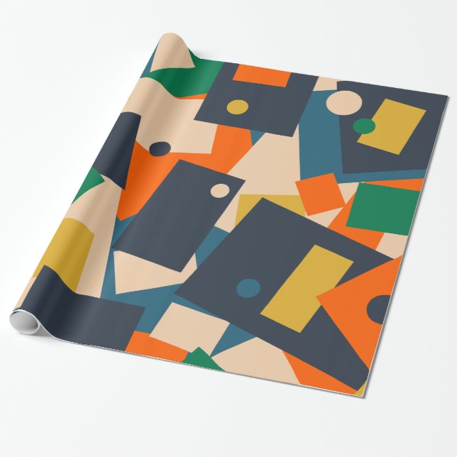 Retro Modern Geometric Dot Patchwork Abstrakt Geschenkpapier (Ungerollt)