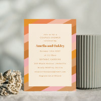 Retro Modern Geometric Pink Orange Couples Shower