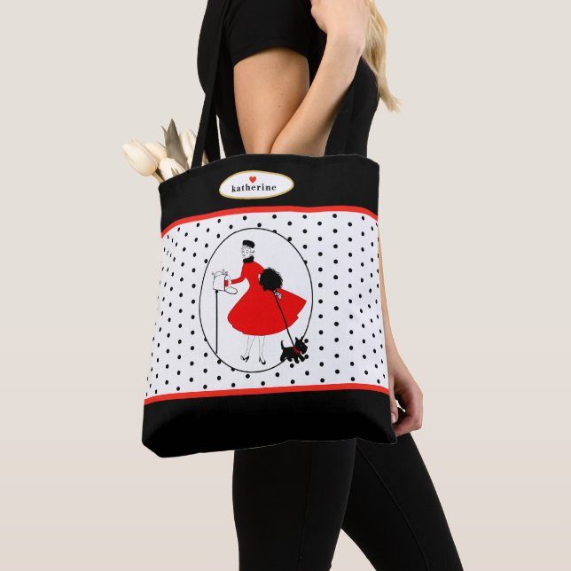 Retro Modern Glam Lady mit Scottie Dog Tasche (Von Nahem)