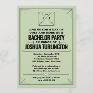 Retro Modern Golf Outdoor Bachelor Geburtstagspart Einladung