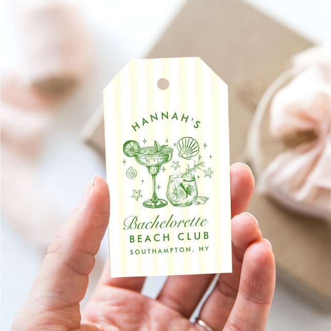 Retro Modern Green & Yellow Bachelorette Weekend Geschenkanhänger (Von Creator hochgeladen)