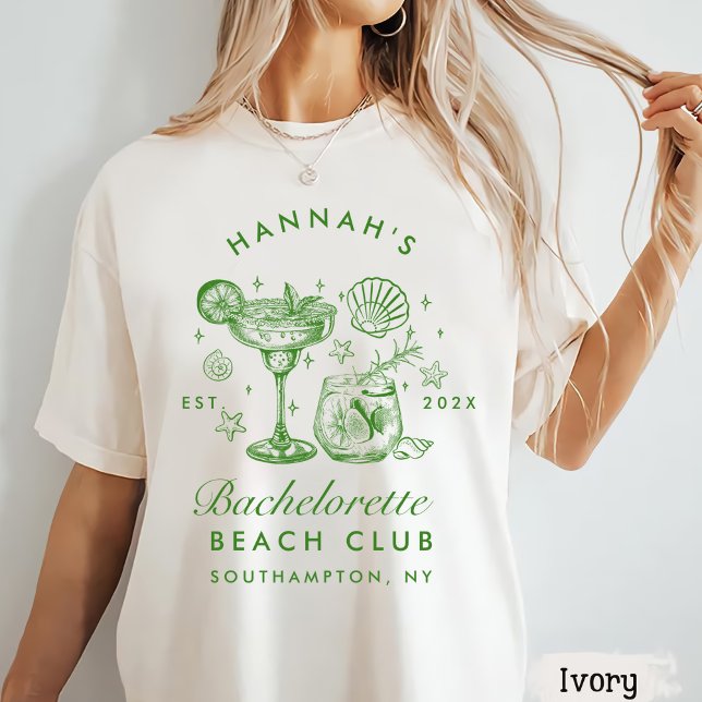 Retro Modern Green & Yellow Bachelorette Weekend T-Shirt (Von Creator hochgeladen)