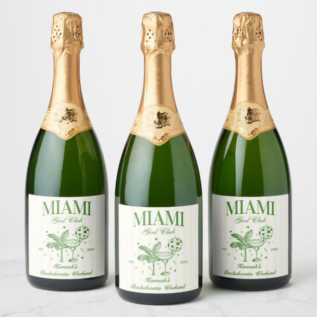 Retro Modern Green & Yellow Miami Bach Party (Flaschen)
