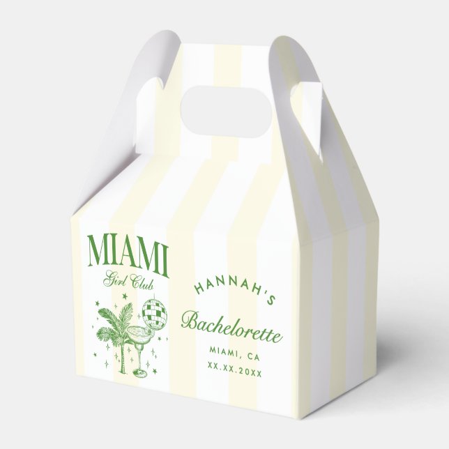 Retro Modern Green & Yellow Miami Bach Party Geschenkschachtel (Vorderseite)