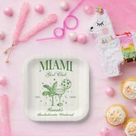 Retro Modern Green & Yellow Miami Bach Party Pappteller