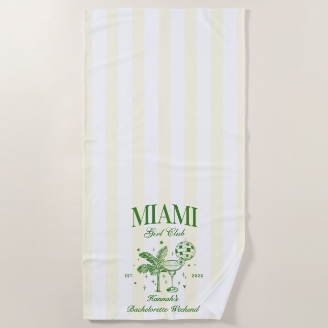 Retro Modern Green & Yellow Miami Bach Party Strandtuch (Vorderseite)