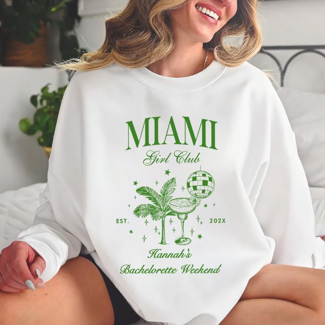 Retro Modern Green & Yellow Miami Bach Party Sweatshirt (Von Creator hochgeladen)