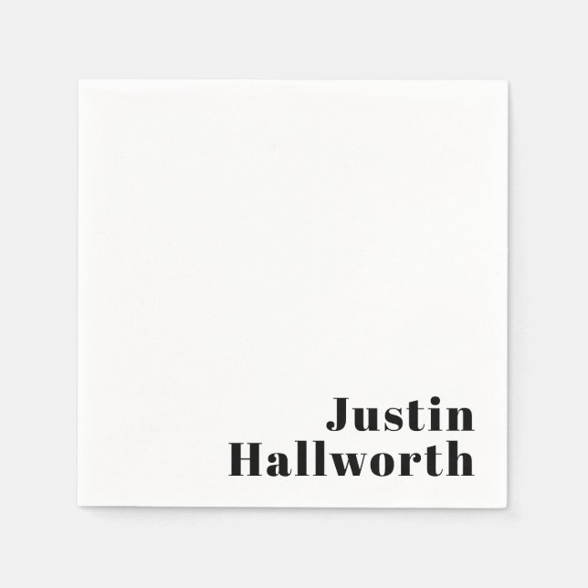 Retro Modern Minimal Name oder Geschäftsvorlage Serviette (Vorderseite)