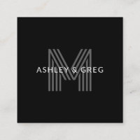 Retro Modern Name/s Editable Monogramm Schwarz & G