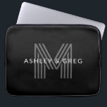 Retro Modern Name/s Editable Monogramm Schwarz & G Laptopschutzhülle<br><div class="desc">Stilvoll anpassbares Retro-modernes Monogramm,  bearbeiten,  wie Sie wollen!</div>