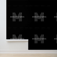 Retro Modern Name/s Editable Monogramm Schwarz & G