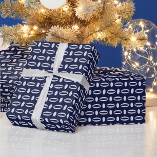 Retro Modern Navy Blue Ovals Geometrisches Muster Geschenkpapier