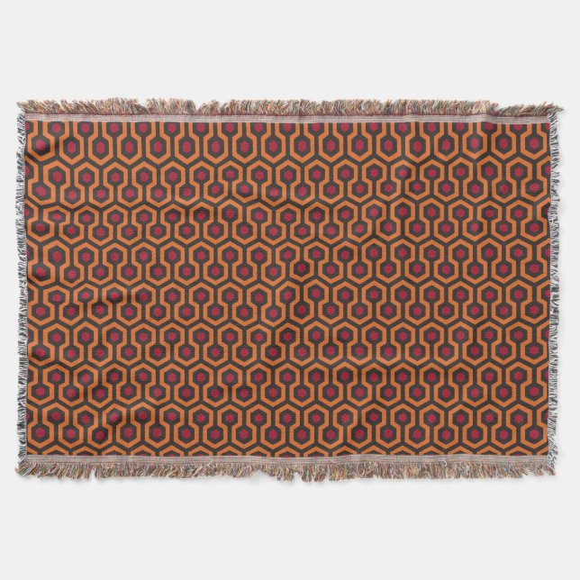 Retro Modern Orange Red Brown Hexagon Muster Decke (Vorderseite)