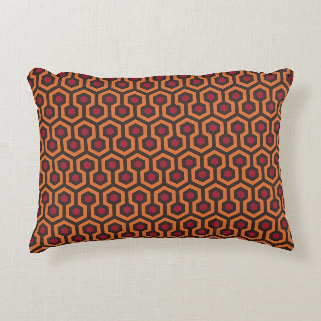 Retro Modern Orange Red Brown Hexagon Muster Dekokissen (Vorderseite)