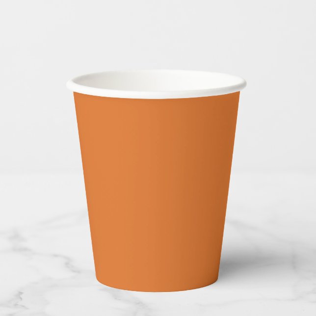 Retro Modern Orange Solid Color Pappbecher (Vorderseite)