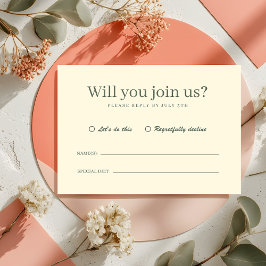 Retro Modern Pastel Ivory Funky Wedding RSVP Karte