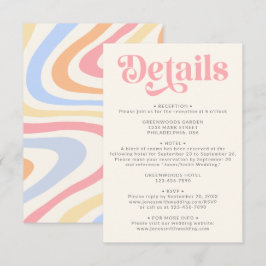 Retro Modern Pastel Wedding Details Begleitkarte