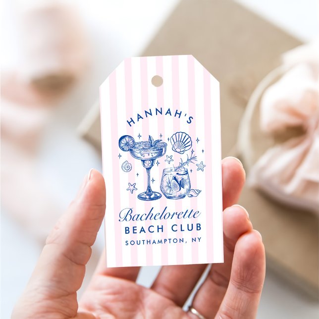 Retro Modern Pink & Blue Bachelorette Weekend Geschenkanhänger (Von Creator hochgeladen)