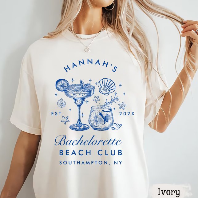 Retro Modern Pink & Blue Bachelorette Weekend T-Shirt (Von Creator hochgeladen)