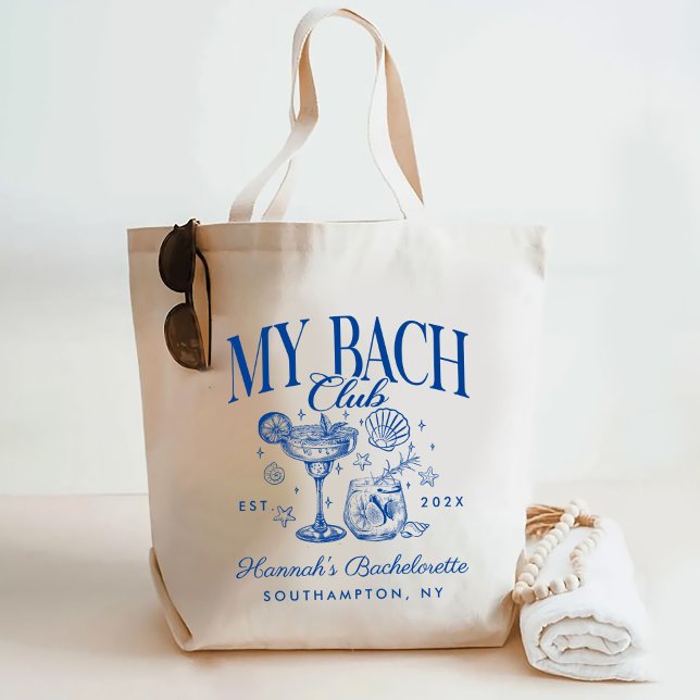 Retro Modern Pink & Blue Bachelorette Weekend Tragetasche (Von Creator hochgeladen)