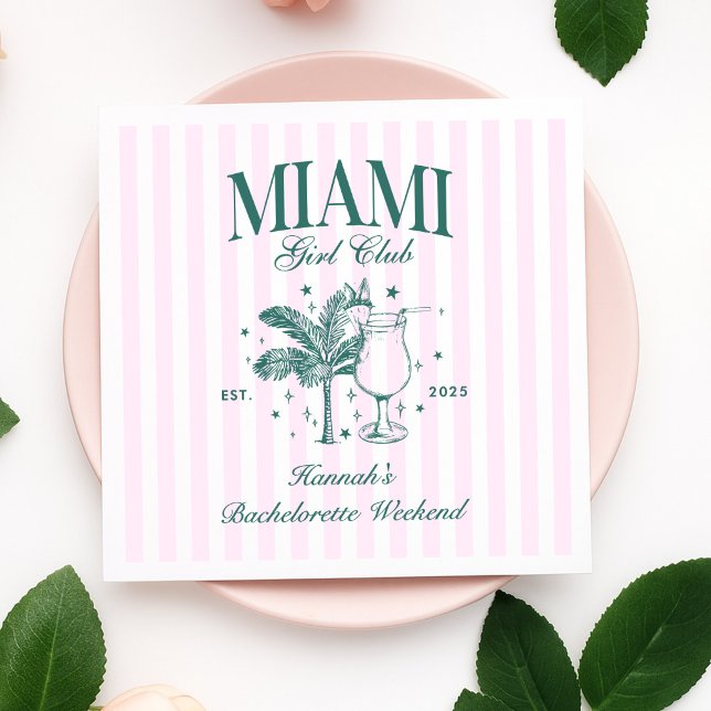 Retro Modern Pink & Green Miami Junggeselinnen-Abs Serviette (Von Creator hochgeladen)
