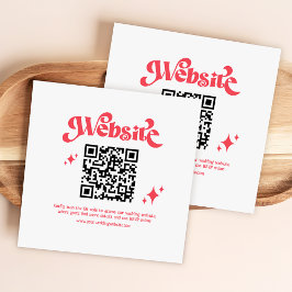Retro Modern Red & White QR Code Wedding Website Begleitkarte