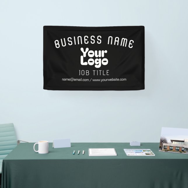 Retro-Modern Schwarz & Weiß hochladen (editierbar) Banner (Messe)