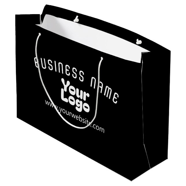 Retro-Modern Schwarz & Weiß hochladen (editierbar) Große Geschenktüte (Rückseite Schrägansicht)