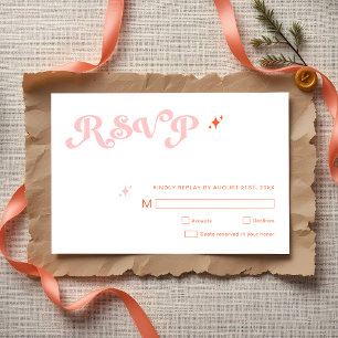 Retro Modern Script Coral Pink Wedding RSVP Cards Karte