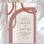 Retro Modern Simple Geometric Einladung<br><div class="desc">A modern spin on a glamorous art deco vibe or days gone by, this colorful wedding invitation has geometric curved shapes intertwined around the text layout of the invitation. Colors include neutral shades of terracotta, rust and tan with a neutral ivory beige shape framing your text. The results are unique...</div>