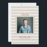 Retro Modern Stripe Photo High School Grad Dankeskarte<br><div class="desc">Part of Grad Collection - Add your custom matching envelope, stickers, and more Announce your graduate’s achievement with this retro and preppy graduation announcement card. Featuring a modern photo layout and clean typography, this design is perfect for high school graduates celebrating the Class of 2026. Fully customizable with your own...</div>