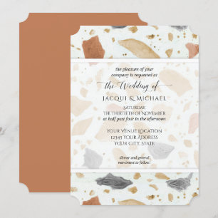 Retro Modern Terrazzo Abstrakte Hochzeit Einladung