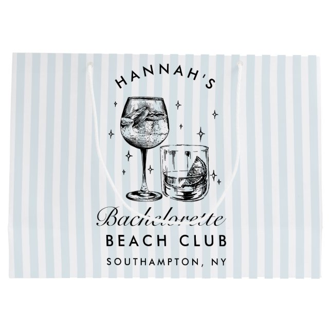 Retro Modern Vintag Blue Bachelorette Große Geschenktüte (Rückseite)