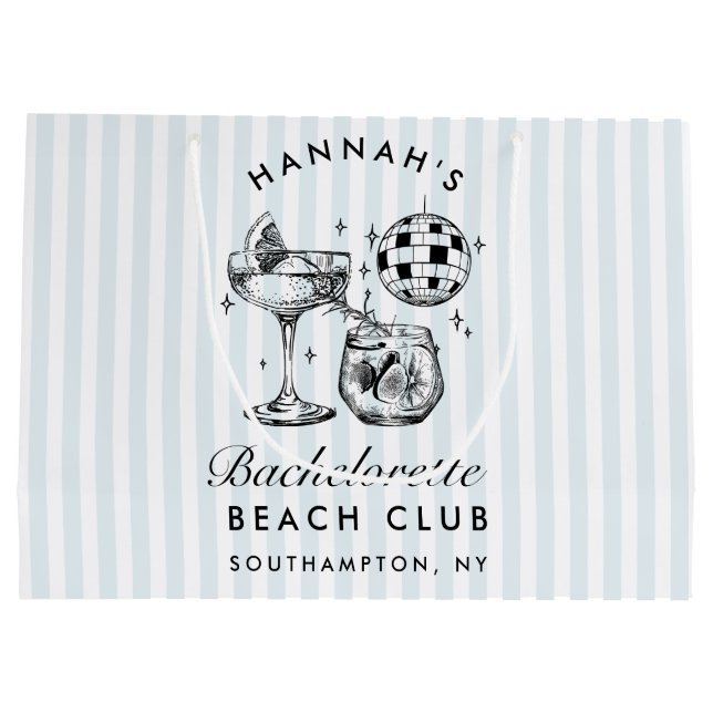 Retro Modern Vintag Blue Bachelorette Große Geschenktüte (Rückseite)
