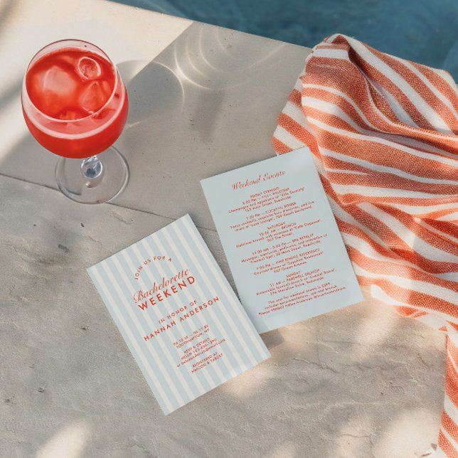 Retro Modern Vintag Blue Bachelorette Wochenende Einladung (Retro Modern Vintage Blue Bachelorette Weekend Invitation)