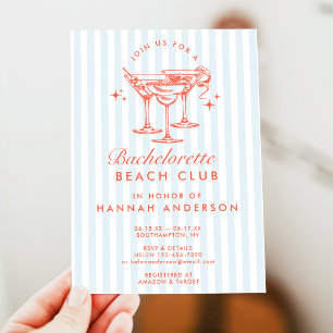 Retro Modern Vintag Blue Bachelorette Wochenende Einladung