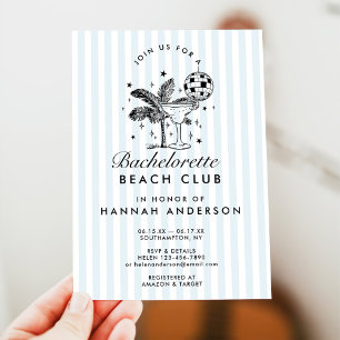Retro Modern Vintag Blue Bachelorette Wochenende Einladung