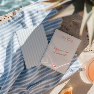 Retro Modern Vintag Blue Bridesmaid Vorschlag Card Einladung