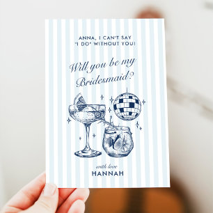 Retro Modern Vintag Grau Bridesmaid Vorschlag Card Einladung