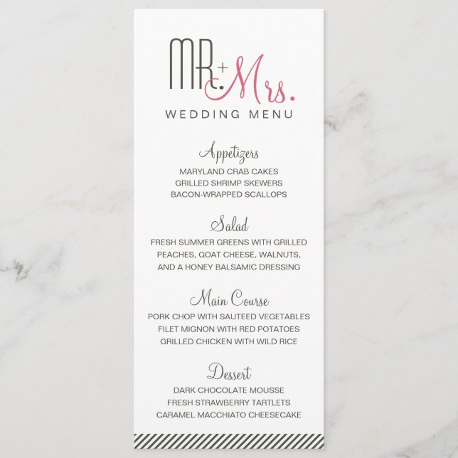 Retro Modern Wedding Menu Menükarte (Vorderseite)