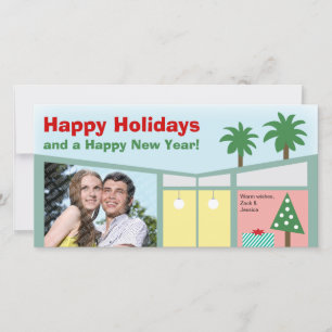 Retro Modern Zuhause Holiday Foto Card Feiertagskarte
