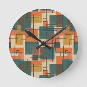 Retro-moderne abstrakte Muster des mittleren 20. J Runde Wanduhr