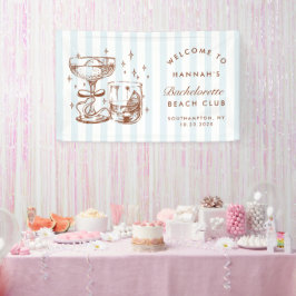 Retro-moderne blaue und braune Junggesellinnen-Abs Banner